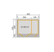 Gartenhaus weka 253 Gr. 2 inkl. Fußboden 420 x 310 cm hellgrau