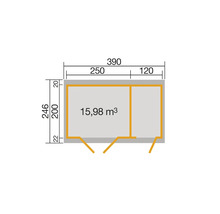 Gartenhaus weka 254 Gr. 1 inkl. Fußboden 390 x 246 cm hellgrau