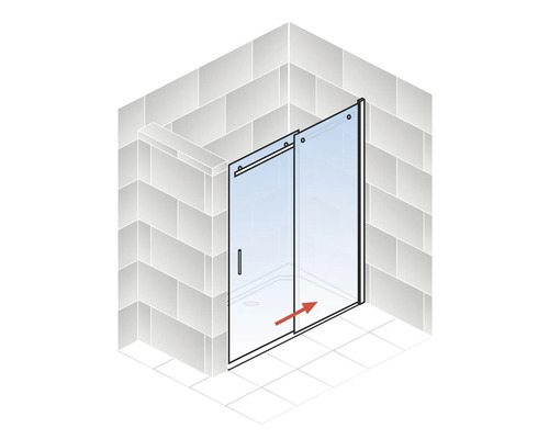 Douche avec porte coulissante en verre dans la salle de bain.