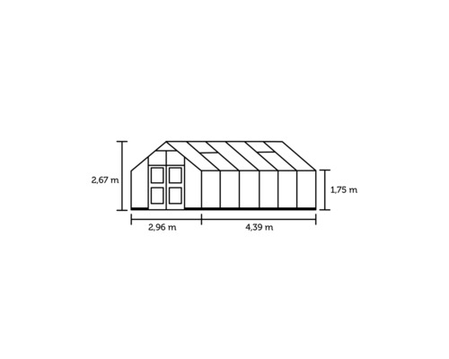 Serre Premium 13 m², 296x439 cm, verre de sécurité 3 mm