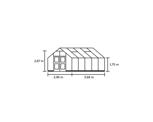 Serre Premium 10.9 m², 296x368 cm, verre de sécurité 3 mm