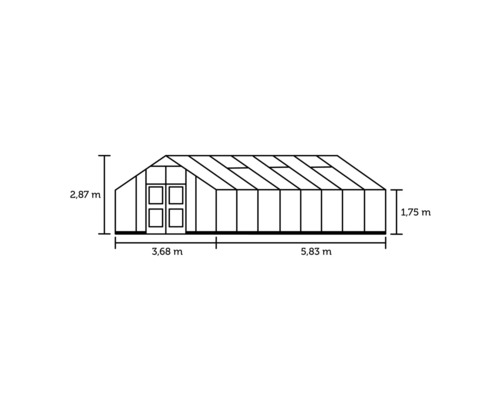 Serre Gärtner 21.4 m², verre de sécurité 3 mm, 368x583 cm