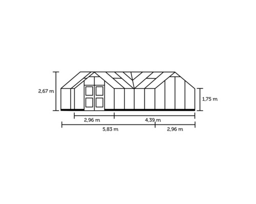 Dessin technique d''une serre avec dimensions