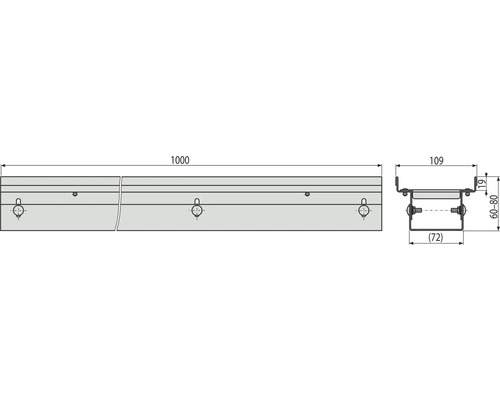 Schéma technique d''un profilé de fixation avec dimensions