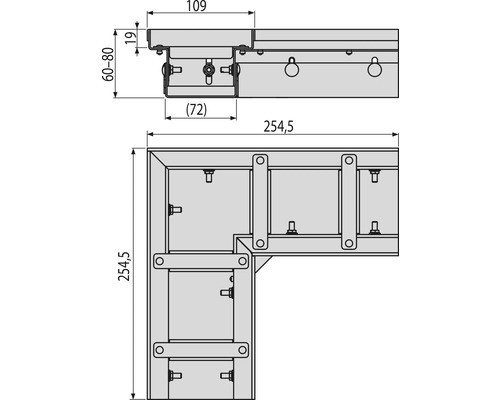 Schéma technique d''un meuble d''angle avec dimensions