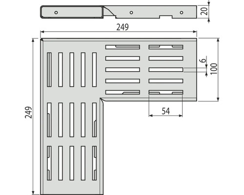 Schéma technique d''une pièce d''angle avec dimensions