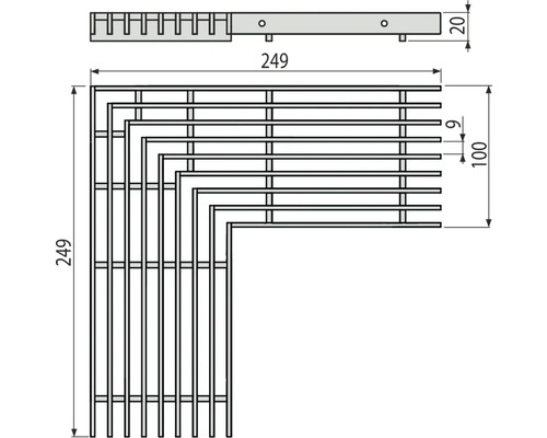 Dessin technique d''un raccord d''angle avec indications de dimensions