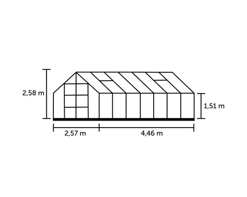 Schéma technique d''une serre avec dimensions