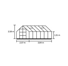 Gewächshaus Halls Magnum 128 Polycarbonat 6 mm 257 x 384 cm schwarz