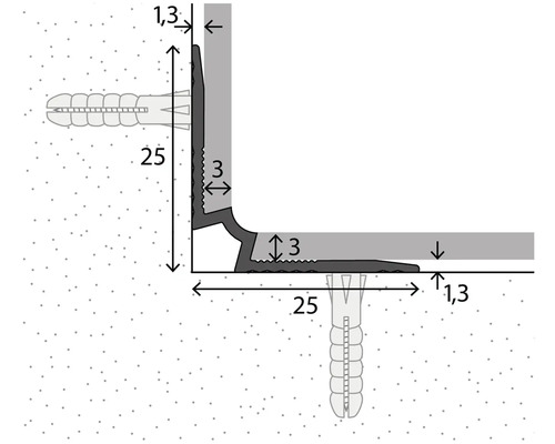Dessin technique d''un profilé d''angle avec dimensions.