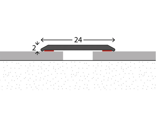 Illustration d''un couvre-joint de dilatation de 24 millimètres de large et de 2 millimètres de haut