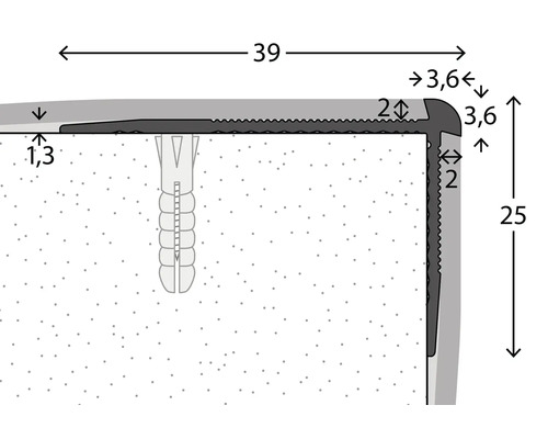 Dessin technique d''un profilé d''angle avec cotes en centimètres