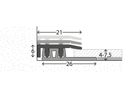 Schéma technique d''un profilé de transition avec dimensions.