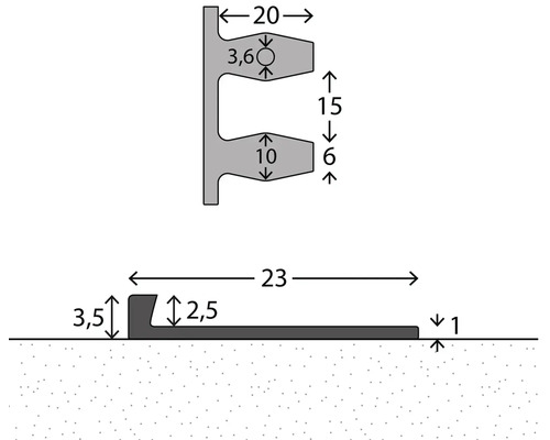 Dessin technique d''un profilé avec indications de dimensions