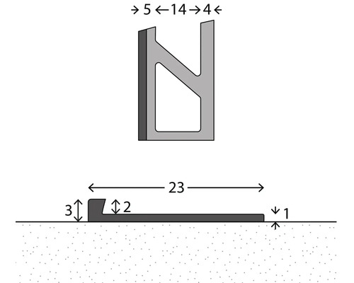 Illustration eines Übergangsprofils mit Maßangaben