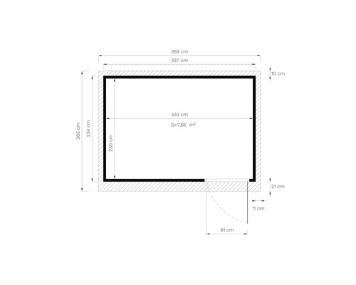 Plan avec les dimensions de la pièce