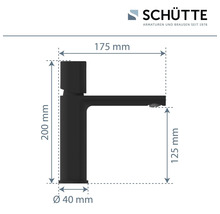 Maße einer schwarzen Waschtischarmatur