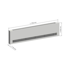 Heizkörperkonvektor mit den Maßen 1750 mm Länge, 450 mm Höhe und 115 mm Tiefe