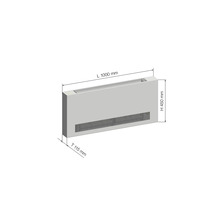 Klimagerät mit den Maßen Länge 1000 mm, Höhe 450 mm und Tiefe 115 mm.