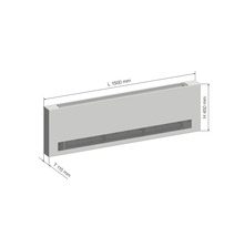 Bodenkonvektor mit den Maßen Länge 1500 mm, Höhe 450 mm und Tiefe 115 mm.