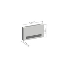 Heizkörperkonvektor mit den Maßen 750 mm Länge, 450 mm Höhe und 115 mm Tiefe