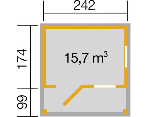 Plan avec dimensions et indication du volume