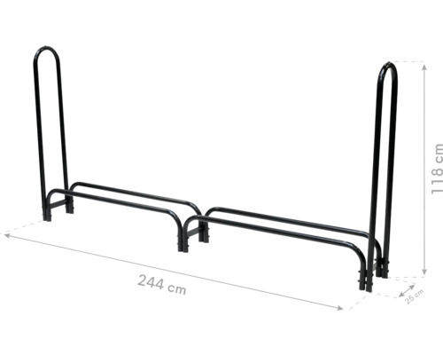 Brennholzregal aus Metall, 244 x 118 x 25 cm
