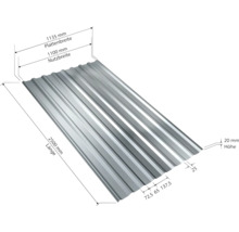 Tôle trapézoïdale PRECIT W20 alu zinc 2500 mm x 1135 mm x 0,5 mm