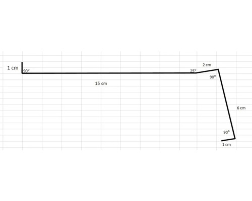 Technische Zeichnung mit Maßen: 1 cm, 15 cm, 2 cm, 6 cm.