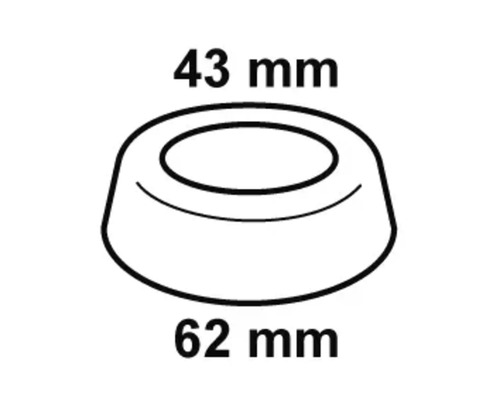 Produktzeichnung mit den Maßen 43 mm und 62 mm