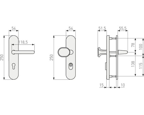 Schéma technique d''une garniture de porte avec dimensions