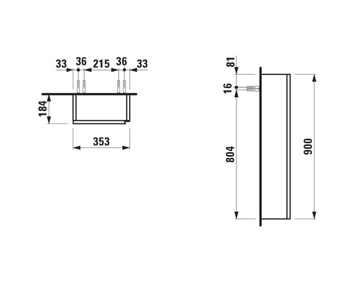 Schéma technique d''une armoire de toilette avec dimensions