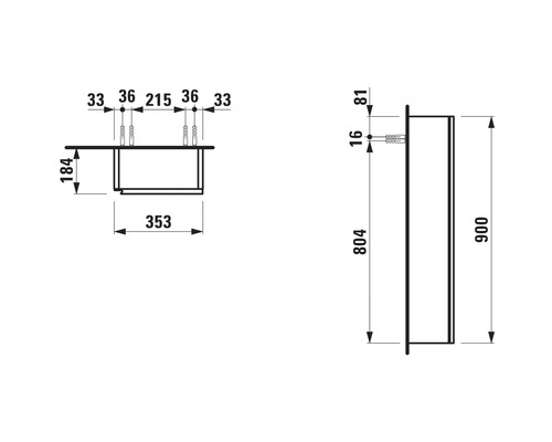 Schéma technique d''une armoire de toilette avec dimensions