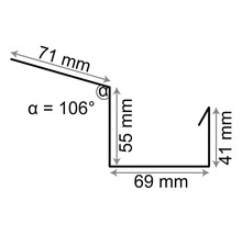 Abbildung mit den Maßen eines Rinneneinhangblechs