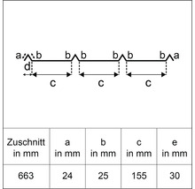Schnittzeichnung mit Maßangaben in Millimeter