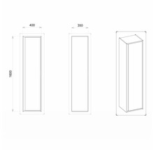 Hängehochschrank mit 1 Tür Devo Cristal 2.0 rechts BxHxT 40x160x35 cm tyrolean blue/metal blue glass