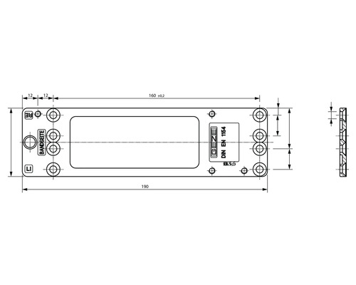 Schéma technique d''une plaque de montage de ferme-porte avec indications de dimension