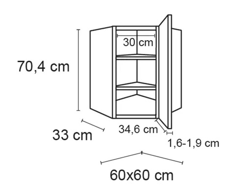 Dimensions de l''élément haut d''angle