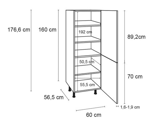 Image avec les dimensions d''un meuble de cuisine