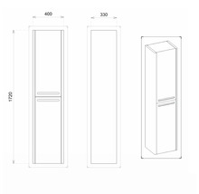 Hängehochschrank mit 2 Türen Devo Gloria 2.0 links BxHxT 40x172x33 cm stone grey supermatt glatt