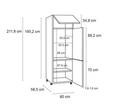 Meuble pour réfrigérateur encastrable 88 Optifit Bengt932 60 x 58,4 x 211,8 cm façade blanc mat corps blanc-thumb-4