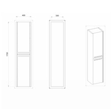 Hängehochschrank mit 2 Türen und Wäschekorb Devo Gloria 2.0 rechts BxHxT 40x172x33 cm stone grey supermatt glatt