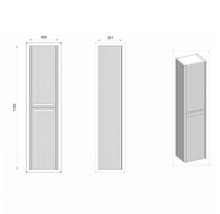 Hängehochschrank mit 2 Türen und Wäschekorb Devo Gloria 2.0 links BxHxT 40x172x33 cm perfect touch black geriffelt