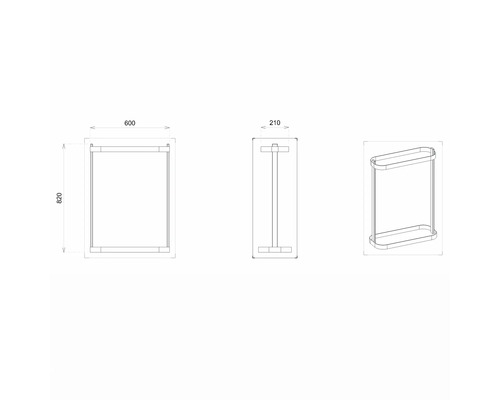 Schéma technique d''un porte-serviettes avec dimensions.