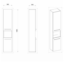 Hängehochschrank mit 2 Türen Devo Sonus 2.0 links BxHxT 38x186x30 cm dakar suedette matt/Eiche