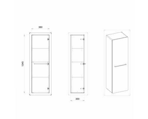 Dessin technique d''une armoire de salle de bains avec dimensions