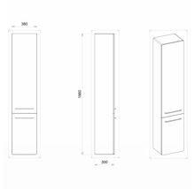 Dessin technique d''une armoire haute avec cotes
