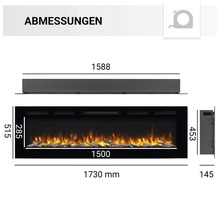 Elektrische Kaminfeuer Balderia Fiamma 68" 2000 Watt inkl. Fernbedienung