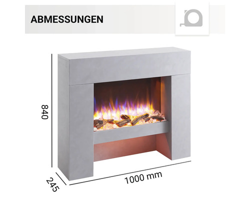 Dimensions de la cheminée électrique avec décoration