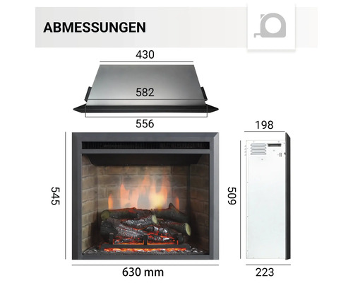 Masse des Elektrokamins
